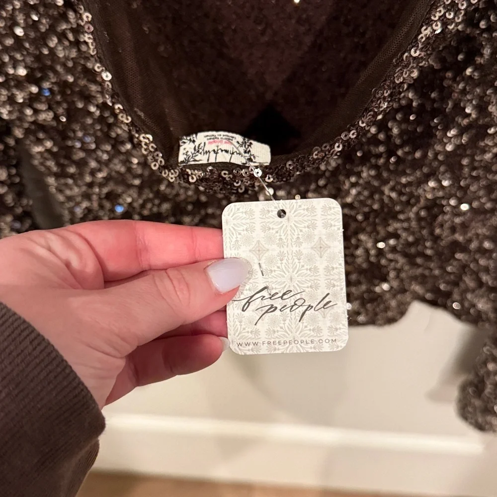 NWT Free People Leading the Way Long Sleeve Color: Raven Combo Size M